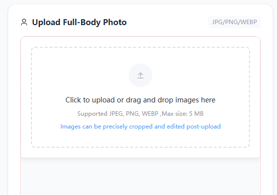 Upload full body photo for AI dance generation