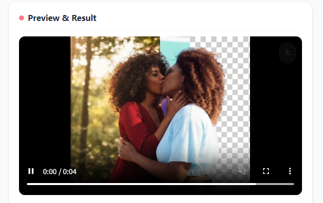 Download AI kiss video for social media sharing