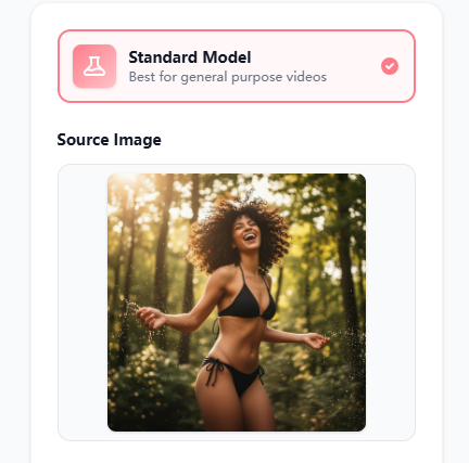 Upload static image to AI video generator interface