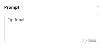 Typing text prompt for AI video generation